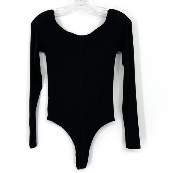 ATM MODAL RIB LONG SLEEVE BODYSUIT BLACK - Picture 5 of 6